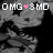 A grayscale anime-style character with black hair and a star-shaped mark on the forehead appears in , each displaying different text overlays including "OMG SMD" and partial phrases like "OH," "MY," "GOD," "SO," "MUCH," and "DRAMA."