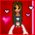 Pixelated cartoon-style buddy icon featuring a female character with long brown hair and green eyes on the left, paired with pink text reading "i love you Babii" on the right against red backgrounds with floating hearts.