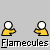 Animated contact sheet of a yellow stick figure icon with multiple poses and text elements, including "Flamecules" labels and "HAHA NOOB" text on a gray background.