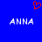 Blue background with red pixelated heart symbol above two white 'ANNA' text blocks in pixel font.
