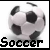 A soccer ball icon with black text reading "Soccer" below it, showing a subtle animation change in the ball's position.