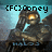 Pixelated figure with glowing eyes and blue accents, text overlays reading "<FC>Cooney" and "HALO 3", static background.