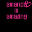 Pixelated pink text on black background reads "amanda is amazing" with a heart symbol replacing the 'a' in amanda.