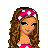 Pixel art contact sheet showing multiple frames of an animated icon with a cartoon girl and pink text about hearts and boys.
