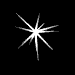 White starburst and X-shaped icons on black background with one small dot, some icons have multiple rays while others are simple crosses.
