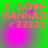 Green background with orange text reading 'I LOVE HANNAH <33333' and shifting pink circular light effects across four
