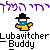 Pixelated character with black hat and yellow body waves left arm, repeated in pattern on gray background with purple Hebrew text above