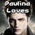 A four- of pixelated character images with overlaid text reading "Paulina Loves Edward And Alice Cullen!" in white block letters
