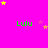Bright pink background with green 'Lulu' text repeated in a , yellow and pink stars scattered throughout, and a gray rectangle in the bottom-right corner