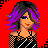 Pixel art contact sheet showing a female character in punk fashion across multiple frames with red background and "glam punk" text.