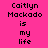 Four pixelated text display 'Caitlyn Mackado is my life' in black font on pink, purple, blue, and purple backgrounds