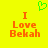 Yellow background with orange text reading "I Love Bekah" and a green pixelated heart above the left instance of the text.