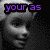 Four- of grayscale anime-style character with text overlays in purple, blue, pink, and teal
