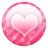 A circular pink icon with a white heart shape in the center, surrounded by a gradient border transitioning from light to dark pink.