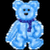 Blue teddy bear icon with purple scarf, displayed in three vertical views showing progressive cropping from full body to partial body.