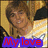 Four distinct pixelated images of a young man with light brown hair, each featuring overlaid text in different colors and styles.