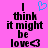 Pixelated text on pink background with blue heart symbol above left side of text.