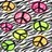 A static pixelated image shows a grid of six distinct flower-shaped icons with pink, purple, and yellow petals against a gray and white checkered background.