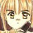 Anime-style face with large eyes, light brown hair, and a neutral expression, rendered in pixelated style with warm tones.