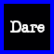 Two side-by-side animated frames of a pixelated text-based buddy icon with black backgrounds and white lettering, showing sequential changes in visible text.