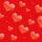 Red background with scattered orange hearts; yellow smiley face with black eyes and mouth; white background with red text "Jron" and "Brookelle" and a red cross symbol.