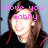 Pixelated image of a person with brown hair wearing dark clothing and red accents, overlaid with pink text reading "i love you Gobby" against a light blue background.