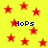 Yellow background with red stars and blue text reading "HoPs" in four locations.