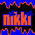 Pixelated graphic with orange and blue text reading 'NIKKI' against black background, bordered by dripping color patterns.