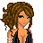 Pixel art contact sheet showing three frames of an animated icon featuring a female character with curly brown hair, black outfit, and pink text "Erica" below.
