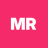 Pixelated white 'MR' text on solid pink background with slight transparency effect on letters.