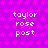 Pixelated text 'taylor rose post' repeated across a purple star-patterned background with one gray rectangle visible.