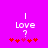 Pixelated text 'I Love ?' above five red heart symbols on a solid magenta background, with one heart changing color between frames.