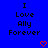 Blue background with black pixelated text reading "I Love Ally Forever" and two red heart symbols at the bottom.