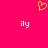 A bright pink background features a yellow pixelated heart at the top center and two white 'ily' text elements below it.