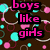 Brown background with cyan and pink circular patterns, overlaid with bold pink text reading 'boys like girls', 'metro station charlotte', 'august 20th', 'penn's landing', 'with sydney! :)' in black-outlined letters.