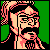 Pixelated 50x50 static icon of a character with black hair, glasses, and beard against green background.