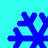 Four blue snowflake-shaped icons on a cyan background, each with distinct branching patterns and pixelated edges.