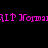 Pixelated image with pink text on black background and dog face with white numerals below.