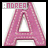 A pink letter A with white dots, above a gray text bar reading ANDREA on a white background.