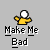 Pixel art icon of a figure with white head and yellow arms, transitioning through multiple states including black silhouette with red pitchforks against gray background.