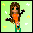 Pixel art character in orange top and green boots holding black-and-white striped object against light green starry background with text box reading 'I'm busy right now, I'll ignore you later'.