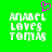 Green background with white pixelated text reading "ANABEL LOVES TOMAS" and a pink heart symbol above the left side of the text.