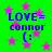 Green background with pink stars and blue text reading LOVE=connor (:) in four repeated sections.