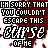 Pixelated text in black and white with red splatter background reads "I'M SORRY THAT YOU COULDN'T ESCAPE THIS STUFF OF ME".