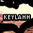 Pixelated image with black background, white text 'KEYLAHH', and a white heart symbol on the right side.