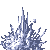 Pixelated animation of multiple blue and white splashes against a light gray background, with vertical lines suggesting motion.