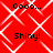 Red background with white diamond-shaped pattern and black text reading 'Oooo...' above 'Shiny!' in four repeated sections