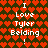 Pixelated text reads "I Love Tyler Belding!" on a heart-patterned background with two identical vertical sections.