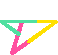 Five distinct geometric star configurations with colored segments on gray background, each star formed by interlocking lines in pink, yellow, green, purple, and blue.