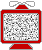 Three red-bordered computer monitors with gray stands and bows, each displaying a pixelated grayscale pattern on their screens.